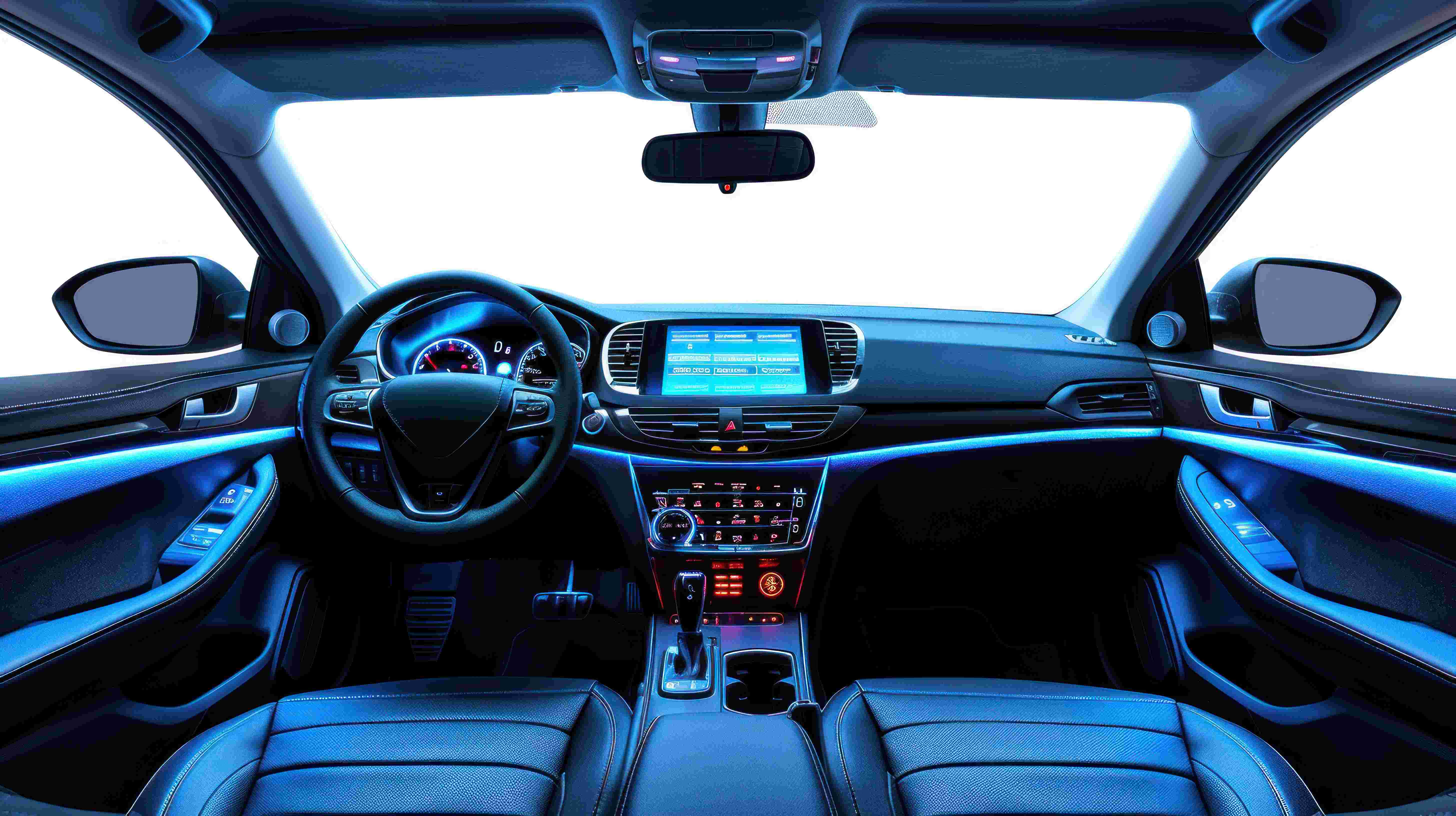 car cockpit with blue lighting