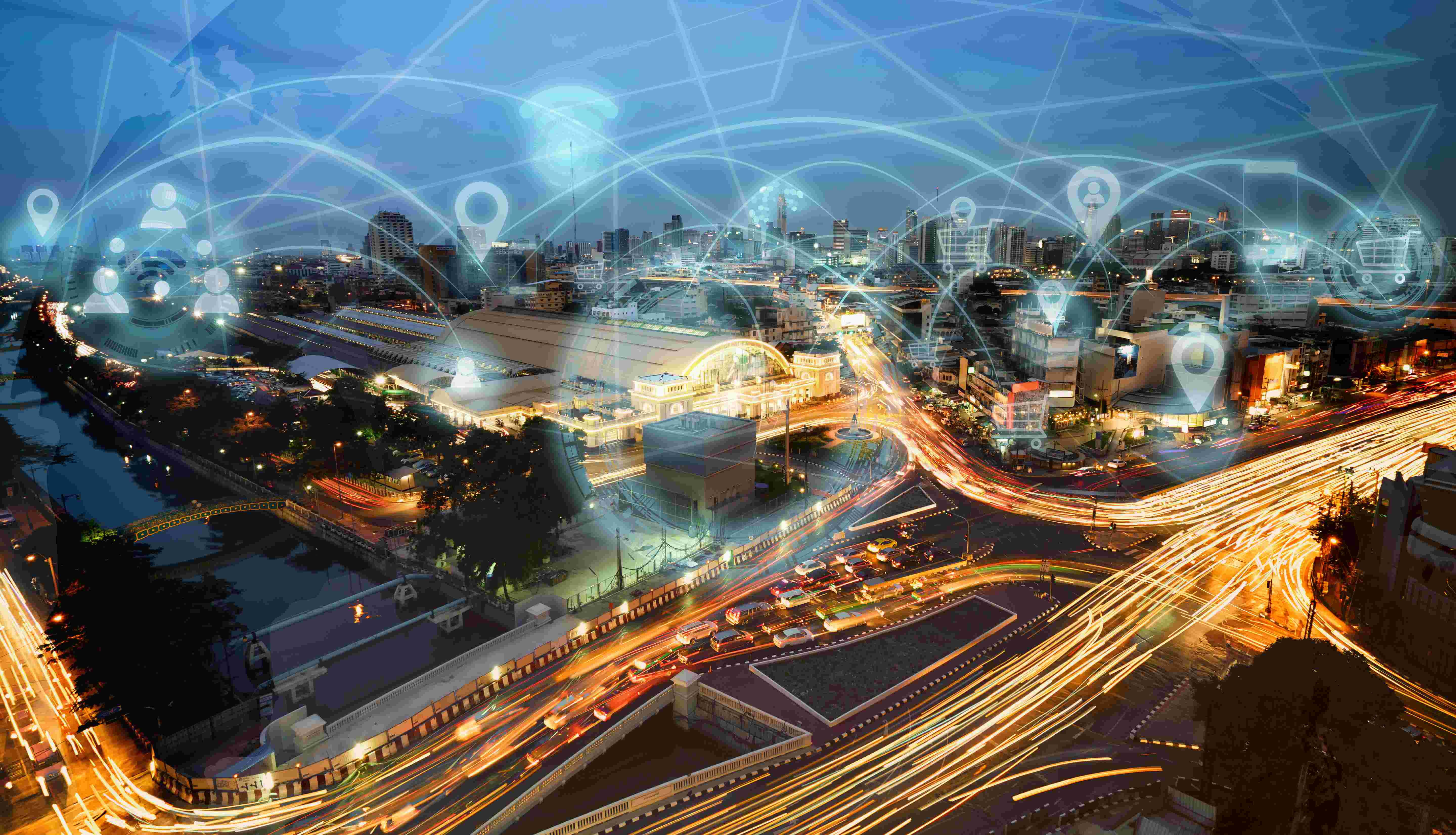 connected city using 5G and Open RAN (icon)
