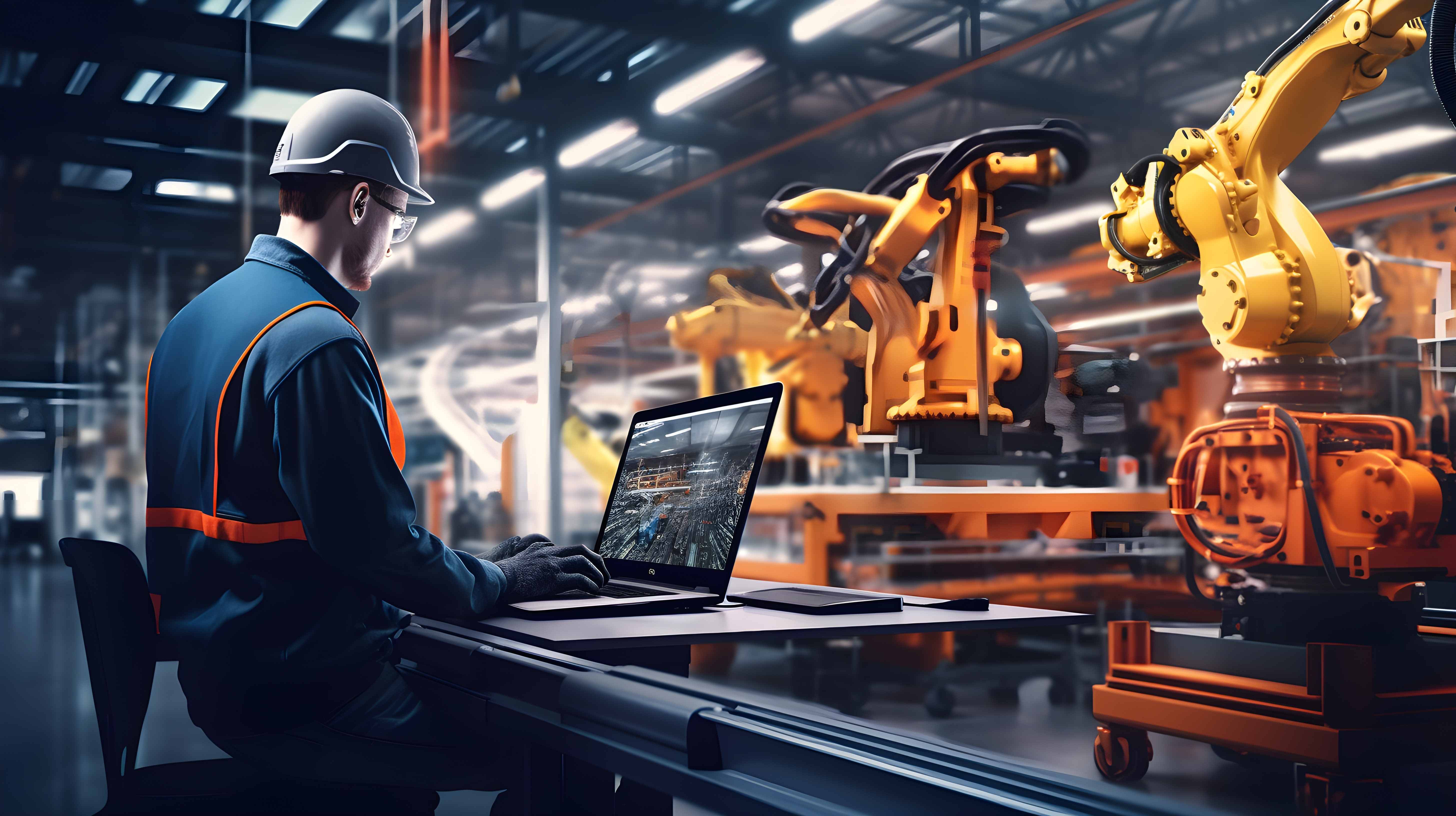 5G engineer in factory working on private networks