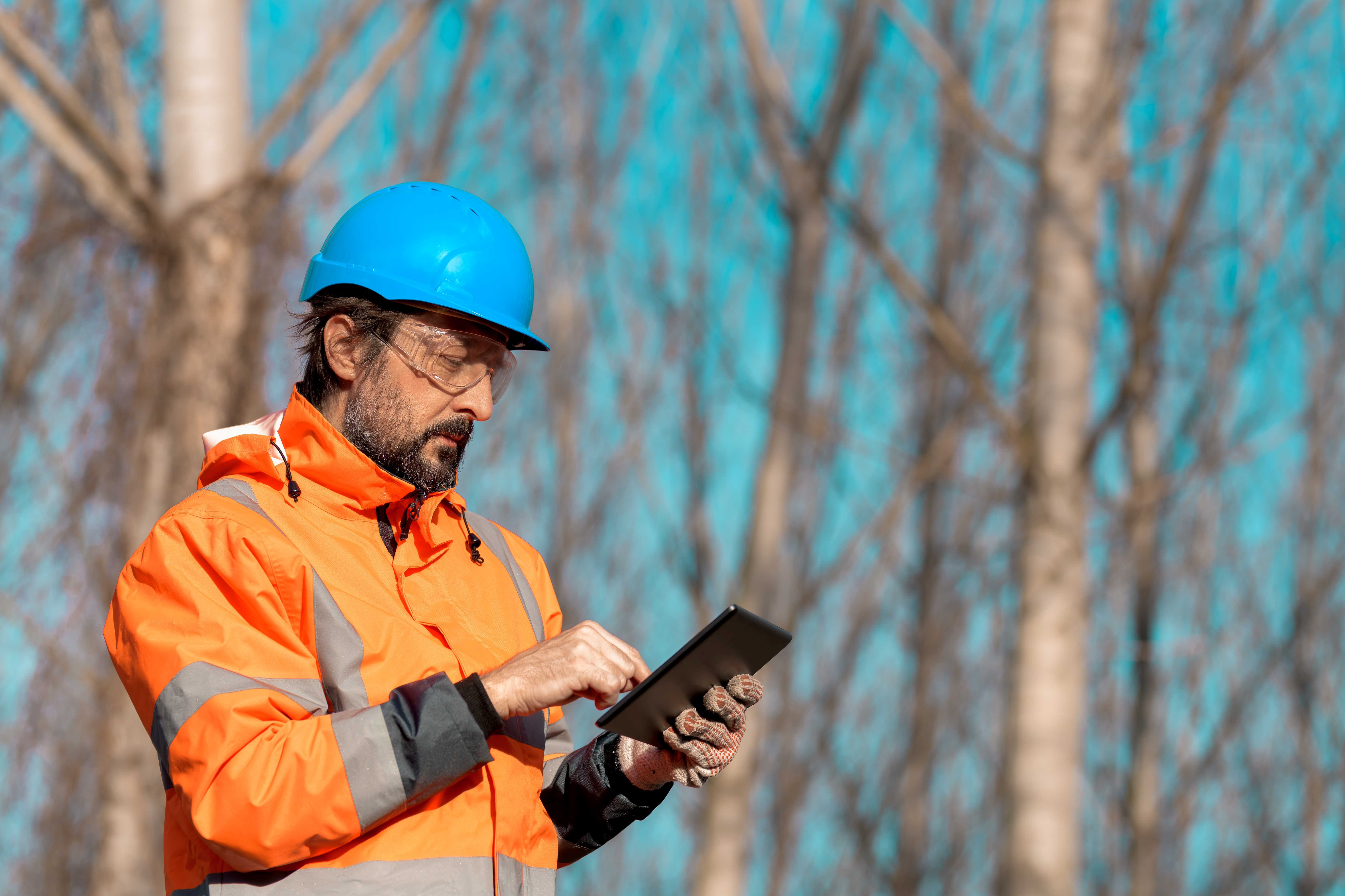 man in forest testing 5G